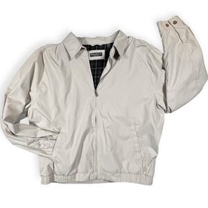 Vtg Lyle & Scott Harrington Jacket‎ Mens L Khaki Plaid Lined Button Cuffs Beige